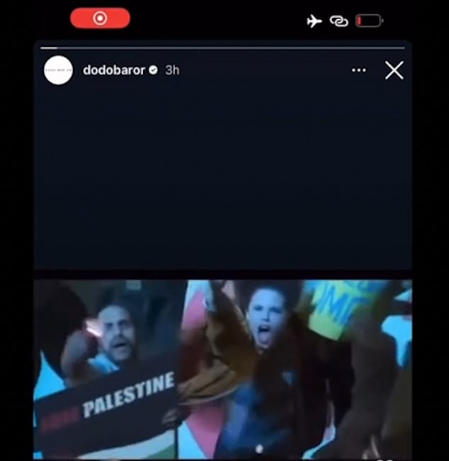 El vídeo editado comienza con canciones de 'Palestina Libre' dedicadas a los no ciudadanos de la película