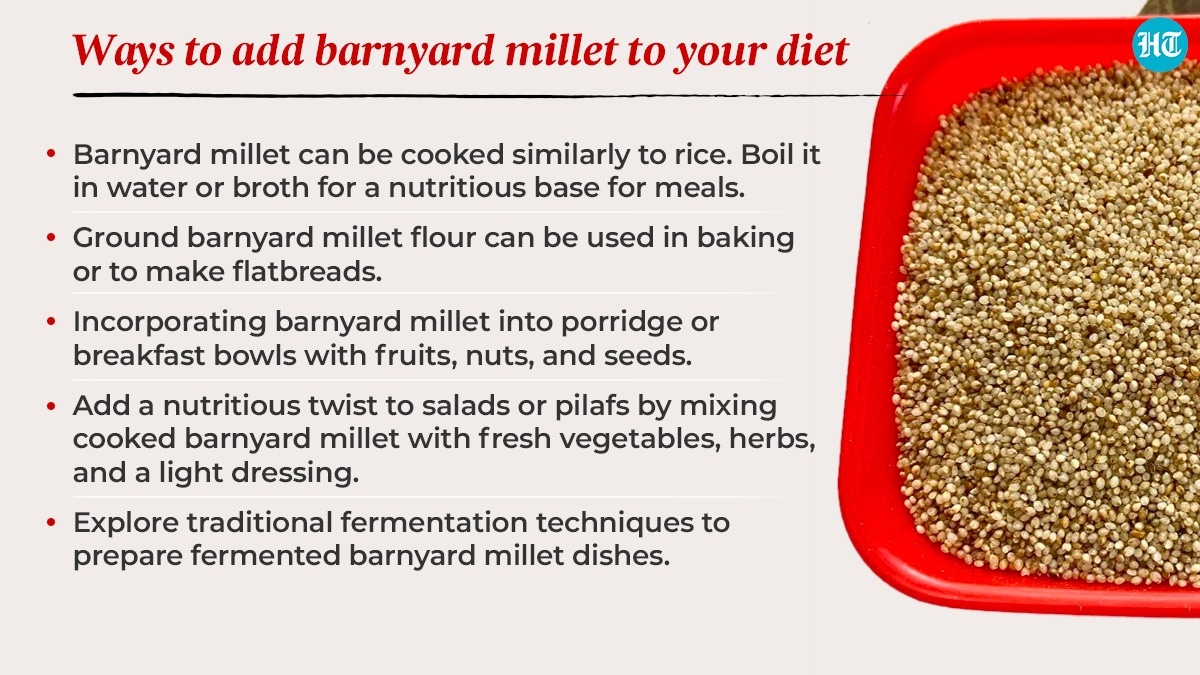 El mijo de corral se puede cocinar de la misma forma que el arroz.  Cocínelo en agua o caldo como base nutritiva para las comidas.