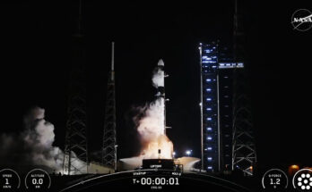 The SpaceX Falcon 9 rocket with Dragon atop launches on time from Cape Canaveral Space Force Station in Florida.