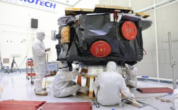 Technicians conduct blanket closeout work on NASA’s IMAP (Interstellar Mapping and Acceleration Probe) observatory at the Astrotech Space Operations Facility near NASA’s Kennedy Space Center in Florida on Friday, Aug. 15, 2025. The IMAP mission will explore and map the boundaries of the heliosphere — a huge bubble created by the Sun’s wind that encapsulates our entire solar system — and study how the heliosphere interacts with the local galactic neighborhood beyond.