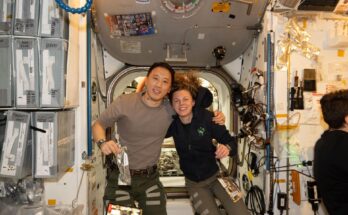 NASA astronauts Jonny Kim and Zena Cardman, both Expedition 73 Flight Engineers, pose for a portrait inside the International Space Station's Unity module during a break in weekend housecleaning and maintenance activities. Kim and Cardman are both part of NASA Astronaut Group 22 selected in June 2017 with 12 other astronauts, including two Canadian Space Agency astronauts, and affectionately nicknamed "The Turtles."