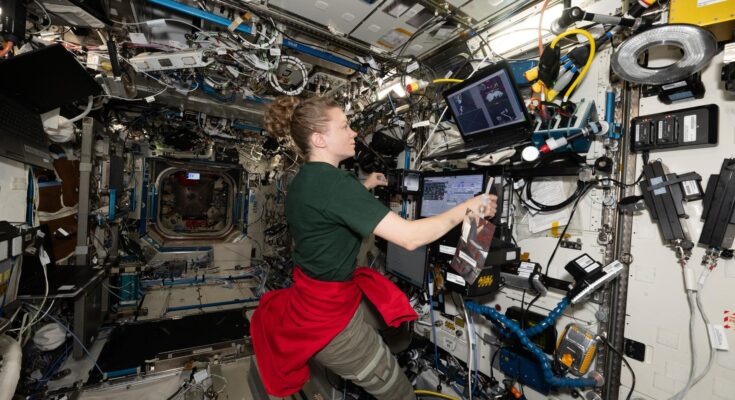 NASA astronaut and Expedition 73 Flight Engineer Zena Cardman operates the robotics workstation in the International Space Station’s Destiny laboratory module during a computerized test tracking space-related effects on her brain function. Part of the CIPHER suite of 14 human research investigations, the cognition study could lead to advanced tools like brain scans and task simulations for future long-duration missions.