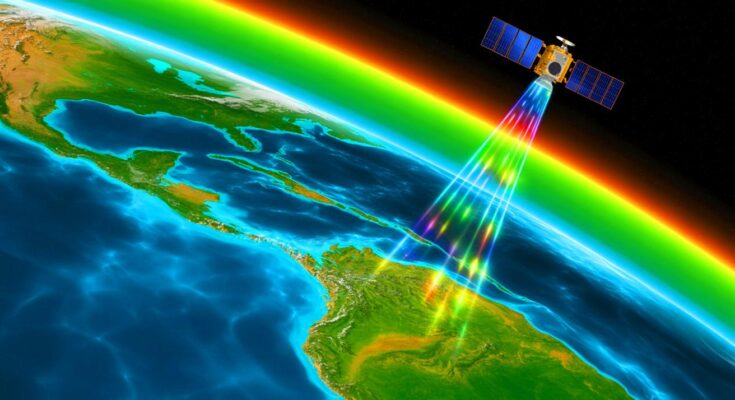 Illustration of the South Atlantic Anomaly affecting Earth's magnetic field and space technology.