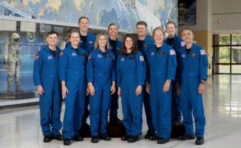 In this photo provided by NASA, NASA's 10 newest astronauts, from front left: US Army CW3 Ben Bailey, Rebecca Lawler, Anna Menon, Dr. Lauren Edgar, USNavy Lt. Cmdr. Erin Overcash, Yuri Kubo, and US Air Force Maj. From back left: Cameron Jones,Katherine Spies, US Air Force Maj. Adam Fuhrmann and Dr. Imelda Muller.