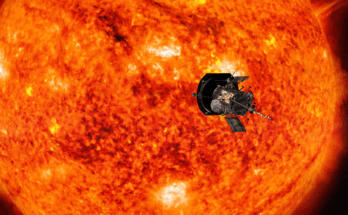 Illustration of Parker Solar Probe facing the Sun