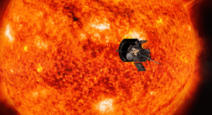 Illustration of Parker Solar Probe facing the Sun