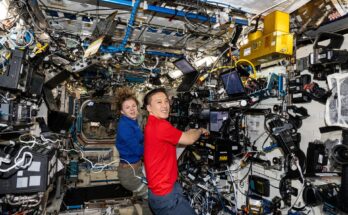 NASA astronauts Zena Cardman and Jonny Kim, both NASA astronauts, practice Canadarm2 robotic arm maneuvers on the Destiny laboratory module's robotics workstation. Kim commanded the Canadarm2 two days later to capture Northrop Grumman's Cygnus XL cargo craft with Cardman backing him up as the spacecraft arrived at the International Space Station.