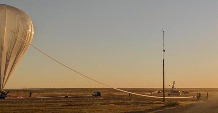 A massive helium balloon, inflated to 39 million cubic feet, carried the telescope to the edge of the atmosphere.