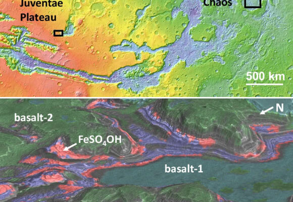 Spectrally distinct units at the Juventae Plateau, Mars. Image credit: Bishop et al., doi: 10.1038/s41467-025-61801-2.