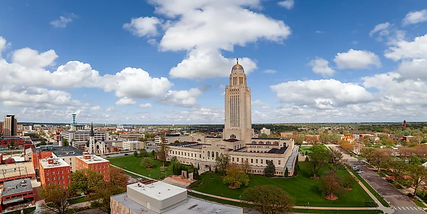Lincoln, Nebraska, EE.UU., en el centro de la ciudad en el edificio capital.